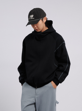 NUMBERSALT25AW宽松简约老钱风连帽双拉链开衫运动卫衣空气层外套