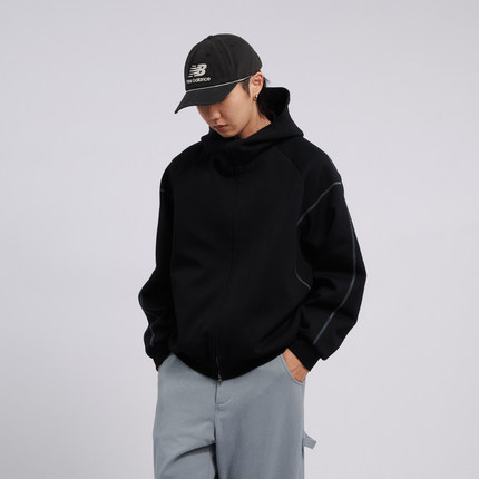 NUMBERSALT25AW宽松简约老钱风连帽双拉链开衫运动卫衣空气层外套