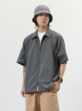 NUMBERSALT盐号24SS3M吸湿速干衬衣袖口下摆抽绳设计拉链短袖衬衫