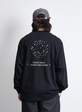 NUMBERSALT盐号25ss新款日系宽松重磅纯棉T恤粗盐印花口袋长袖tee