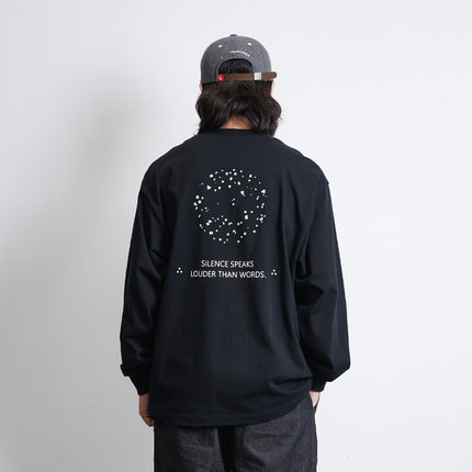 NUMBERSALT盐号25ss新款日系宽松重磅纯棉T恤粗盐印花口袋长袖tee