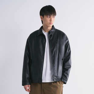 NUMBERSALT盐号25AW日系纯色百搭高级感皮衣外套复古保暖简约夹克