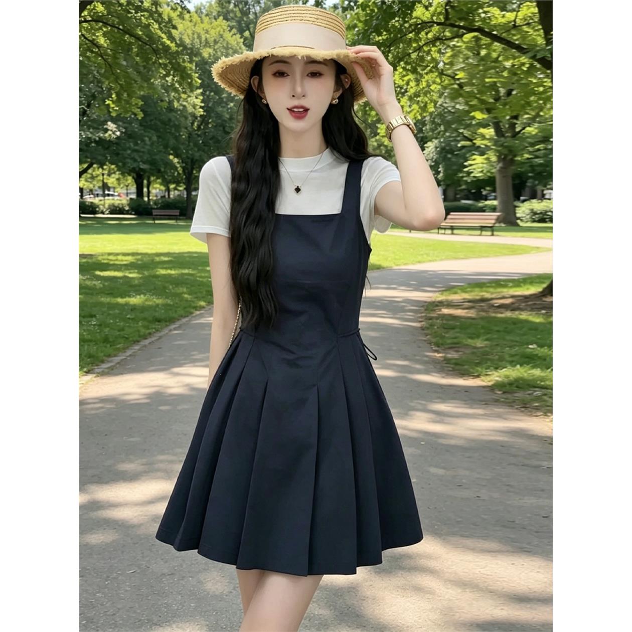 赫本风背带连衣裙女夏季
