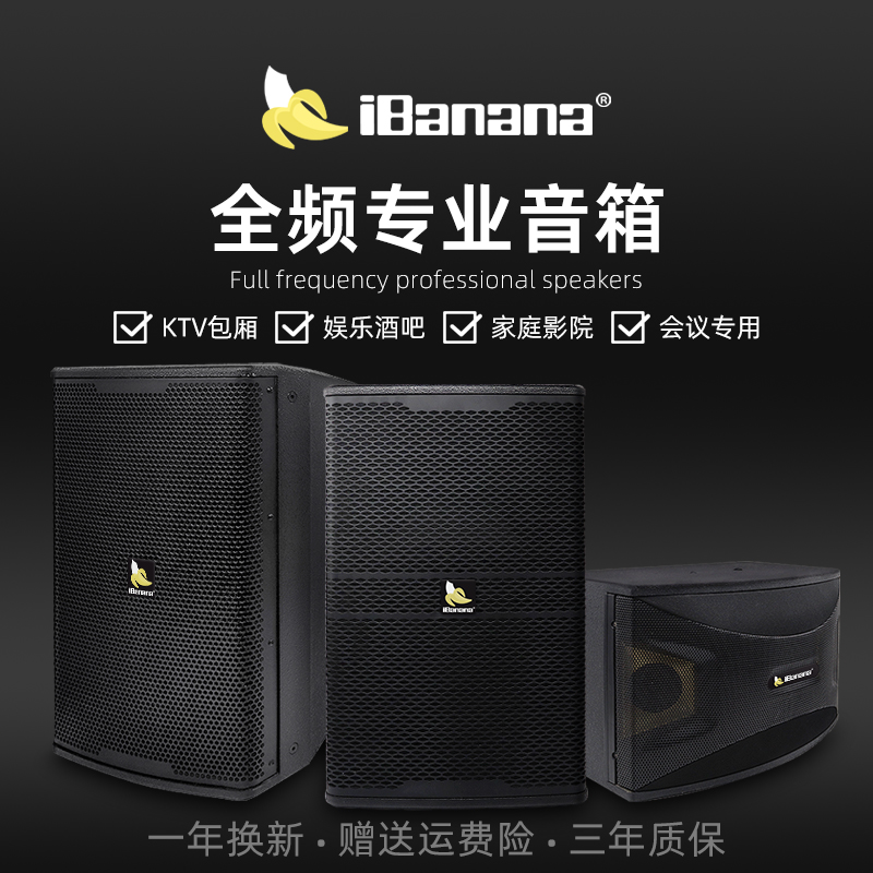 iBanana 专业音响 单6.5寸8寸10寸12寸15寸全频音箱家庭家用卡拉okKTV包房包厢酒吧会议影院会议室专用音箱