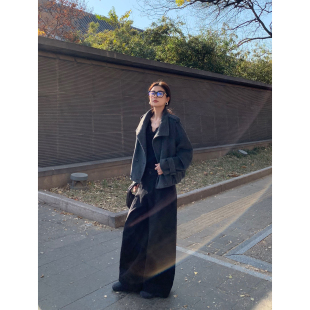 直筒长裤 pusumede 女休闲显瘦香蕉裤 松弛感阔腿弯刀裤 冬日放晴