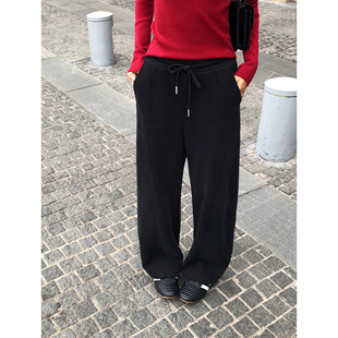 宽松拖地长裤 女休闲束脚裤 松紧腰加绒阔腿卫裤 pusumede实穿C位