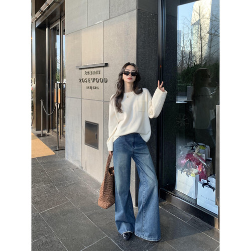 百搭时尚裤子阔腿牛仔裤