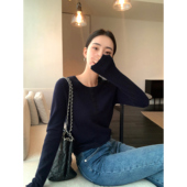 pusumede 女显瘦气质打底羊毛上衣 针织衫 现货5折 圆领长袖