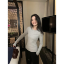 简约内搭打底衫 pusumede t恤女基础款 黑色针织长袖 上衣 月光手书