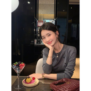 小外套女短袖 pusumede 圆领针织开衫 经典 内搭上衣两件套 灰调美学