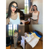 pusumede 上衣 无袖 内搭好手 带胸垫吊带背心女外穿基础简约修身