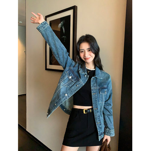 复古牛仔衬衫外套女春秋百搭上衣