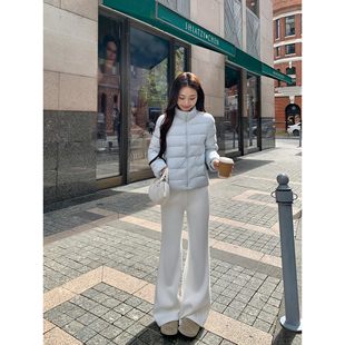 女加绒显瘦直筒休闲喇叭裤 垂感微喇针织卫裤 松弛buff pusumede