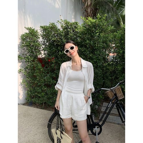 100%亚麻衬衫女秋季长袖外套