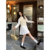 pusumede 连衣裙女设计感裙宽松百褶短裙 衬衫 现货5折 长袖