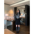 女宽松休闲A字阔腿五分裤 黑色压褶磨毛短裤 自由都市 pusumede