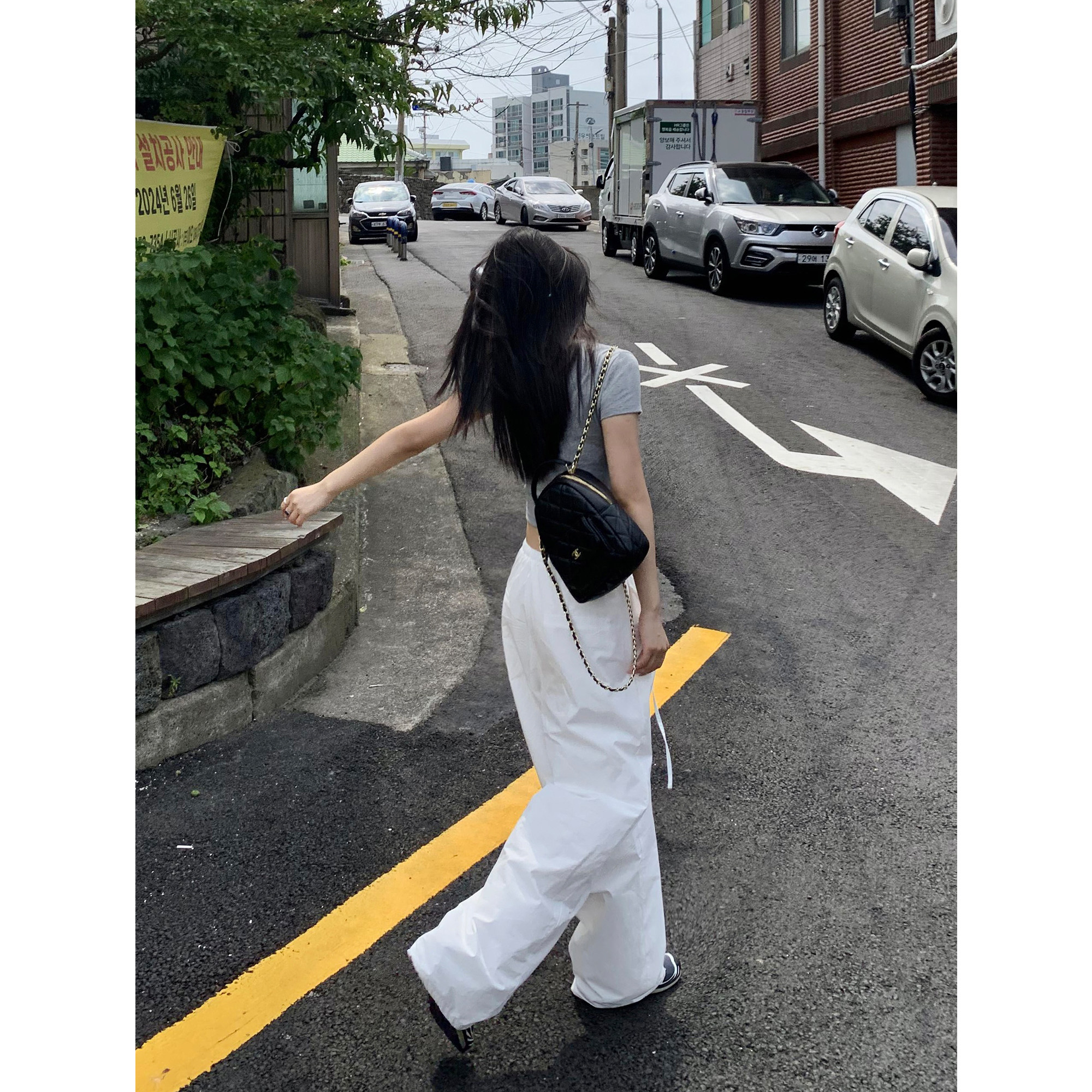 pusumede美式白色抽绳阔腿工装裤女夏季新款宽松百搭降落伞休闲裤,女装/女士精品,休闲裤,淘宝优惠券,粉丝福利购,淘宝优惠卷