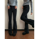 女高腰显瘦直筒气质休闲喇叭裤 复古微喇牛仔裤 摇摆伦巴 pusumede