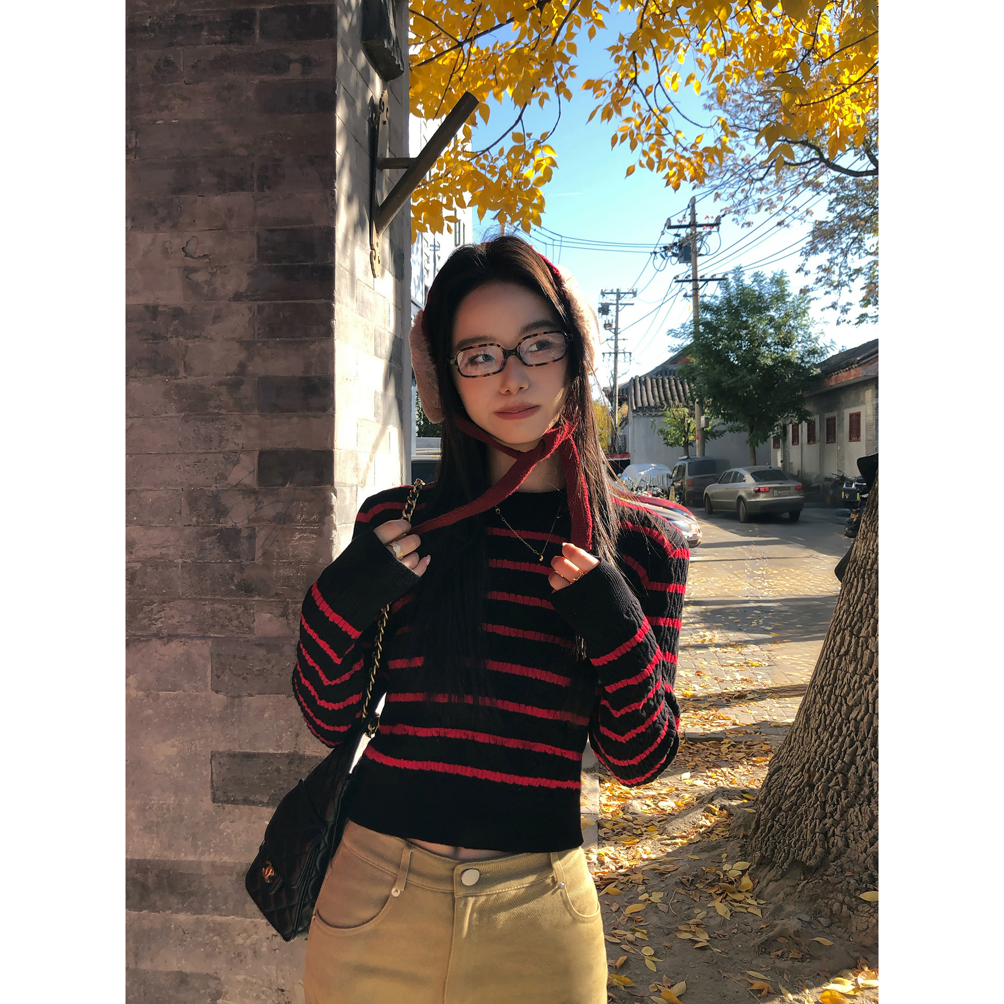 温暖织物麻花针织衫圆领毛衣