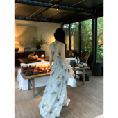 连衣裙女夏季 pusumede 露背无袖 法式 收腰气质长裙 现货6折