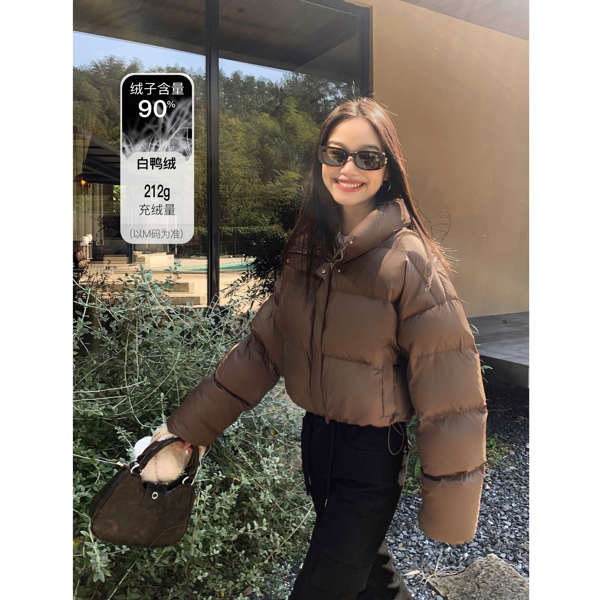 连帽可拆卸短款羽绒服