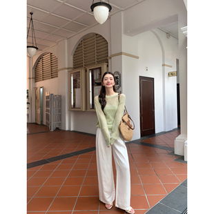 女莱赛尔亚麻通勤直筒长裤 宽松垂感阔腿休闲裤 长期搭配 pusumede