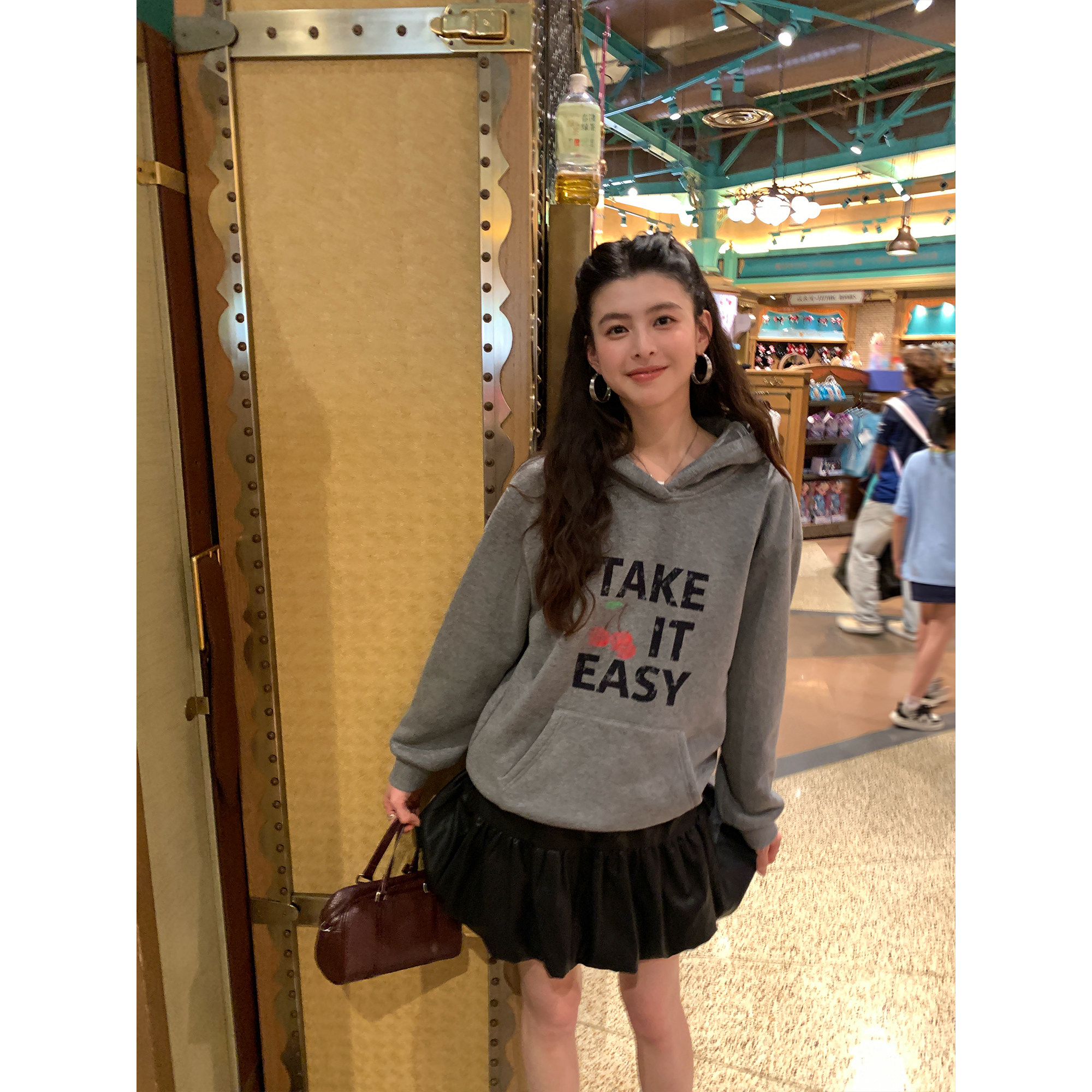 pusumede【现货6折】焦糖卡纸 复古PU皮质花苞半身裙女褶皱蓬蓬裙,女装/女士精品,半身裙,淘宝优惠券,粉丝福利购,淘宝优惠卷