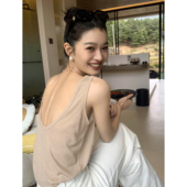 外穿宽松慵懒休闲无袖 pusumede 复古性感露背吊带背心女夏季 上衣