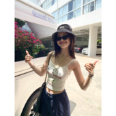 弹力针织无袖 pusumede带胸垫印花吊带背心女夏季 外穿辣妹短款 上衣