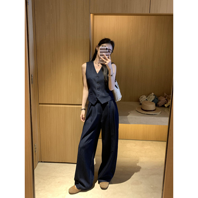 老钱风套装马甲背心设计感阔腿裤