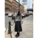 百褶半身裙女秋冬高腰a字裙设计感裙子 中长款 pusumede 韩女法则