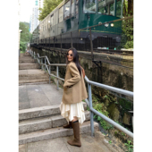 法式 pusumede 交叠序章 不规则半身裙女设计感高腰A字大摆中长裙