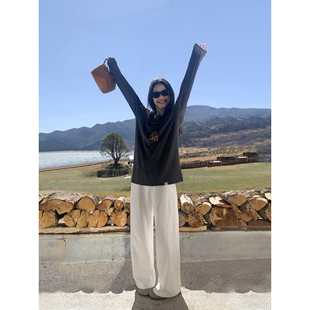 休闲长裤 pusumede 松紧腰阔腿卫裤 高克重加绒香蕉裤 现货7折