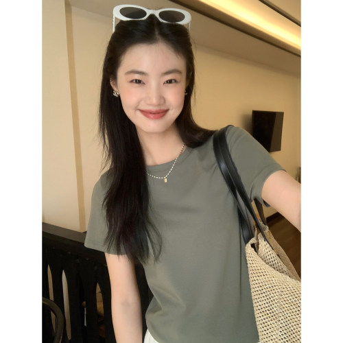 宽松圆领正肩短袖T恤女