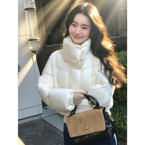 pusumede 软欧包 肯豆风高领羽绒服外套女90白鸭绒蓬松保暖面包服