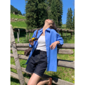 衬衫 pusumede 长袖 基础款 女宽松休闲衬衣通勤气质上衣 蓝调音符