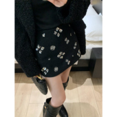 pusumede 璀璨繁花 小香风半身裙女设计感裙子高腰a字包臀裙短裙