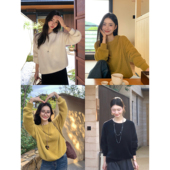 软糯仿貂毛套头毛衣女气质圆领长袖 pusumede 温柔名单 针织上衣