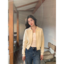 毛衣外套气质长袖 女短款 上衣 翻领针织开衫 pusumede双拉链设计