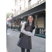 pusumede 半糖摩卡 高级感圆领背心连衣裙女气质小个子百褶短裙