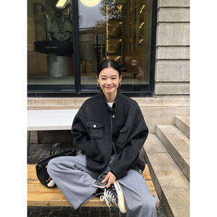 pusumede 云絮相拥 甄选1OO羊毛双面呢夹克女高级感短款毛呢外套