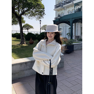 双面呢大衣女休闲宽松毛呢外套 1OO羊毛短款 pusumede 松弛有度