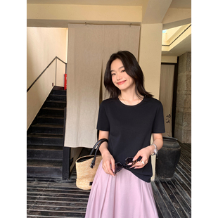 t恤女基础款 纯棉短袖 圆领正肩休闲上衣 现货6.5折 pusumede