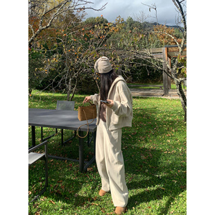 休闲弯刀裤 pusumede加绒连帽卫衣外套女拉链开衫 秋冬加厚运动套装