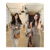 高级感羊毛西装 pusumede 老钱世家 外套女马甲半身裙通勤三件套