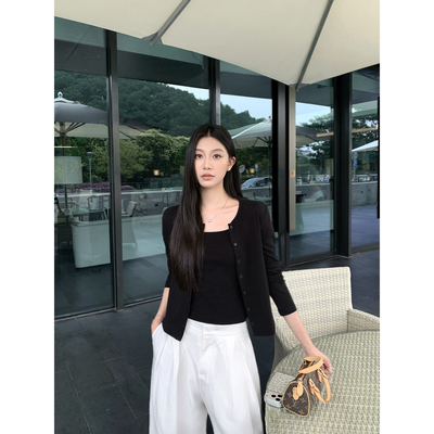 pusumede防晒针织开衫背心两件套