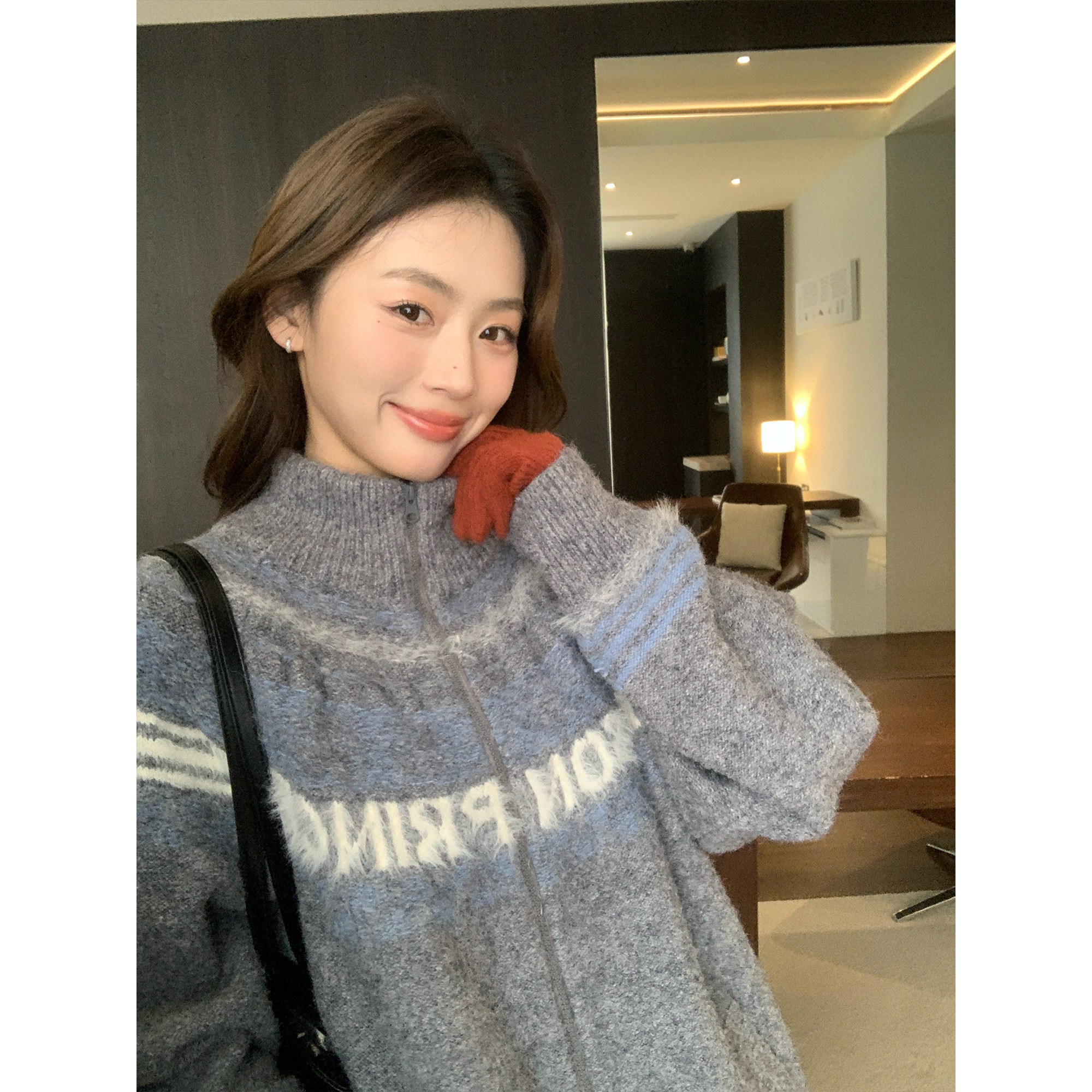 费尔岛毛衣提花针织拉链开衫外套