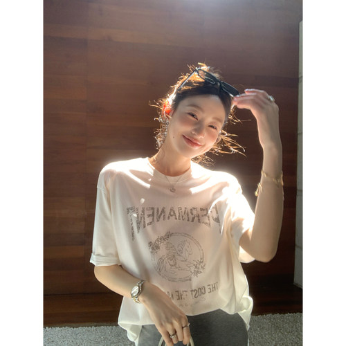 pusumedeT恤女慵懒印花短袖上衣