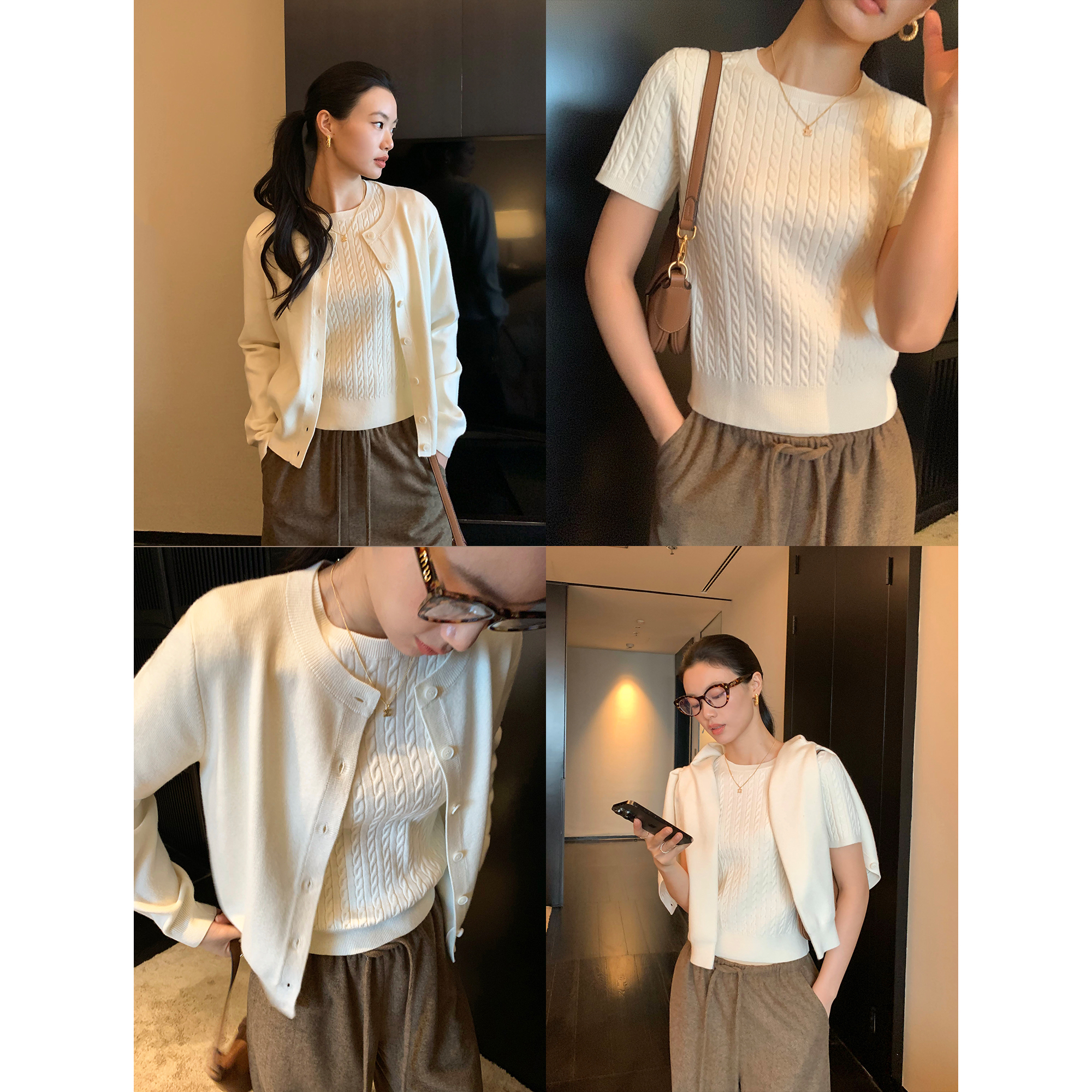 柔软秩序针织开衫麻花内搭上衣