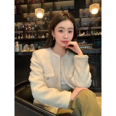 pusumede 安娜气质 精致优雅小香风外套女高级感短流苏羊毛大衣